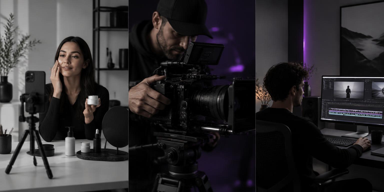 Creator recording skincare content